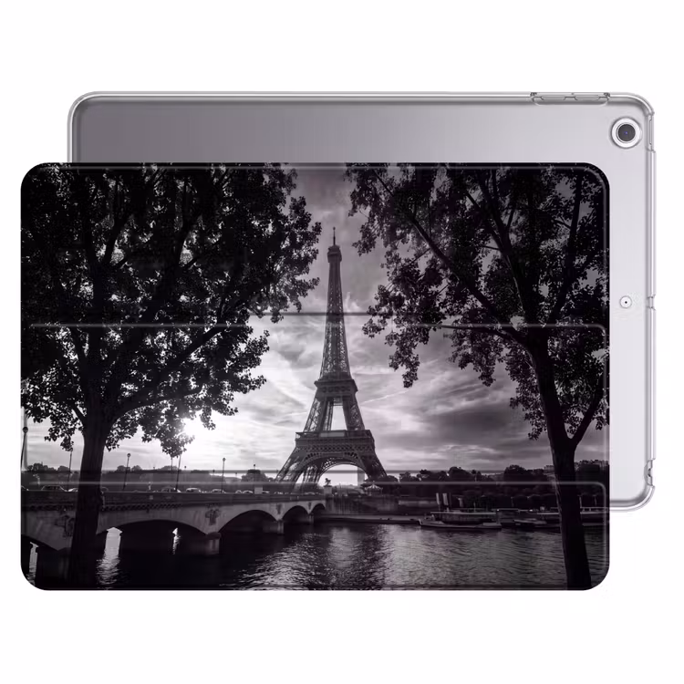 iPad hoes - Eiffeltoren - Parijs - Rivier - Architectuur - Zwart-wit — 1