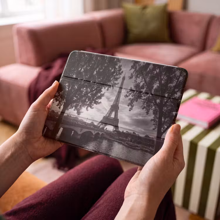 iPad hoes - Eiffeltoren - Parijs - Rivier - Architectuur - Zwart-wit — 3