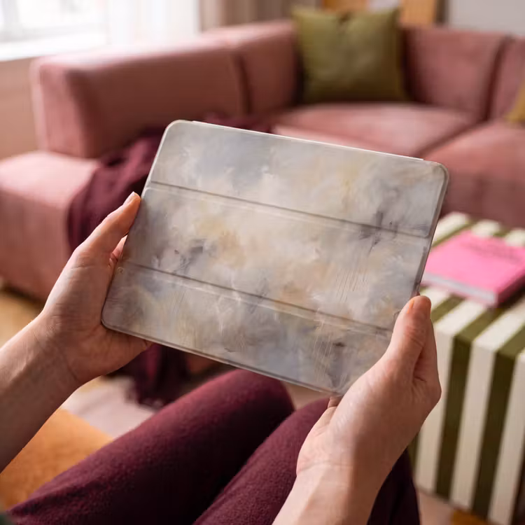 iPad hoes - Abstract - Wolken - Sfeervol - Beige - Grijs — 3