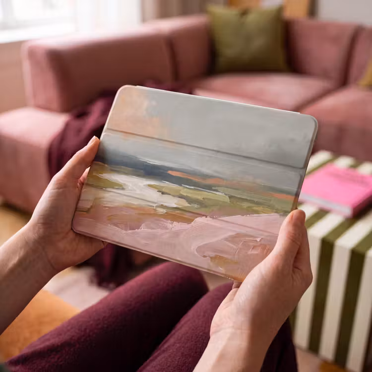 iPad hoes - Landschap - Rivier - Abstract - Roze - Groen — 3