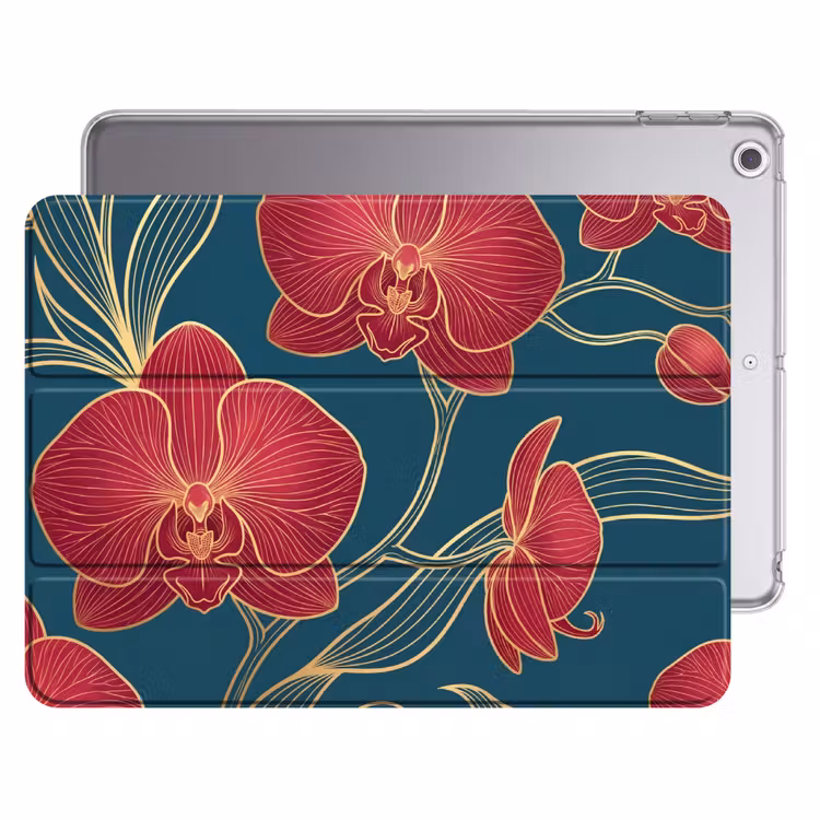 iPad hoes - Bloemen - Rood - Goud — 1