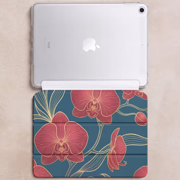 iPad hoes - Bloemen - Rood - Goud — 6