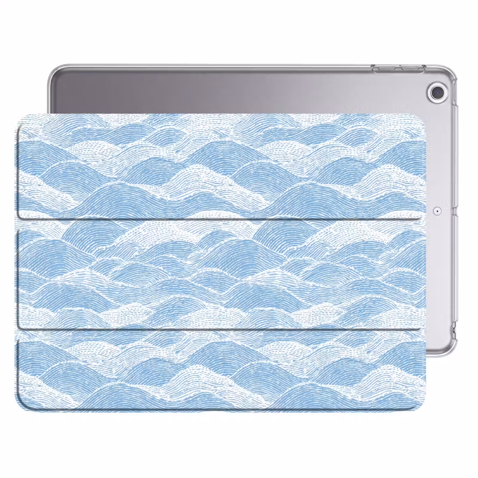 iPad hoes - Blauw - Wit - Golven - Getekend — 1
