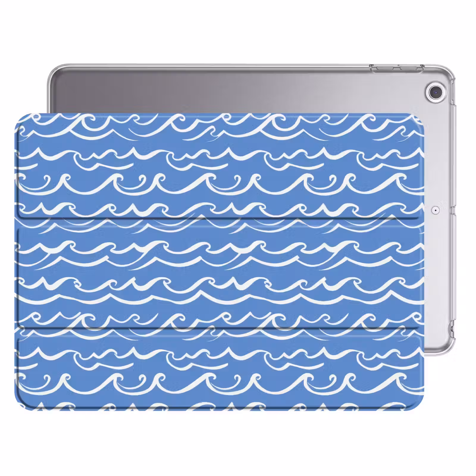 iPad hoes - Blauw - Wit - Simpel - Getekend - Golven — 1