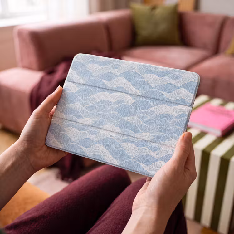 iPad hoes - Blauw - Wit - Golven - Getekend — 3