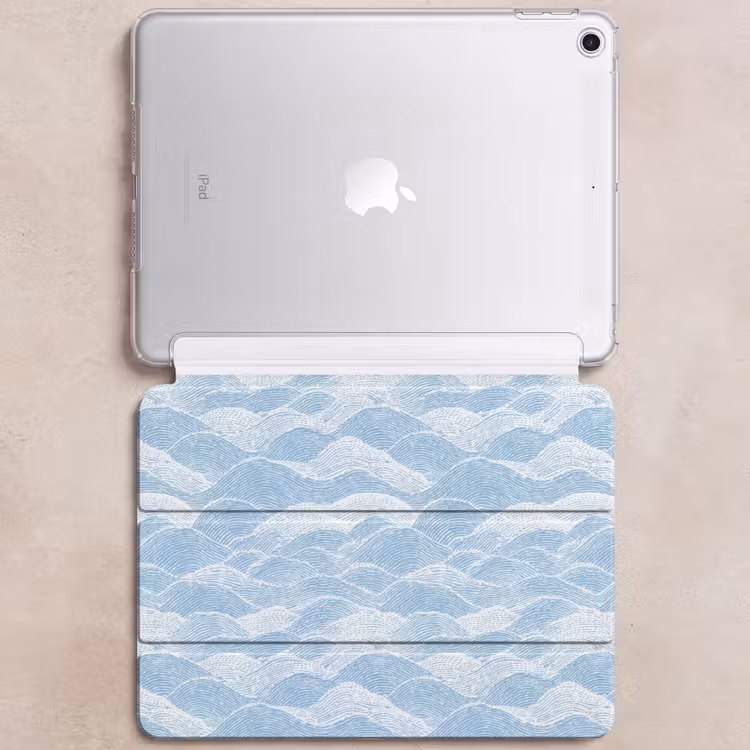 iPad hoes - Blauw - Wit - Golven - Getekend — 6
