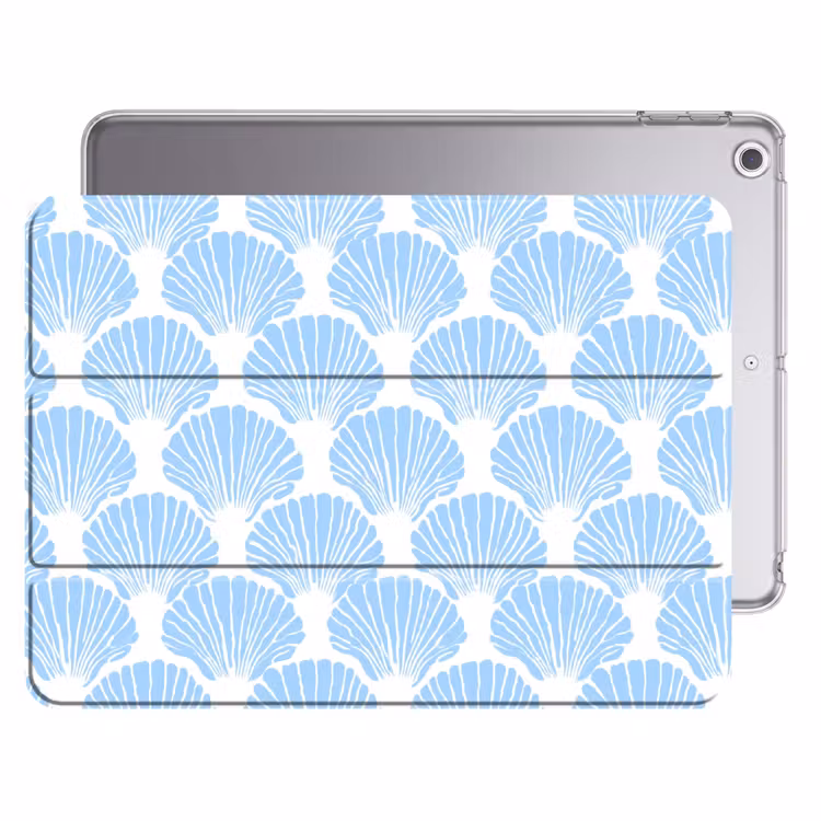 iPad hoes - Blauw - Wit - Schelpen - Grafisch - Structuur — 1