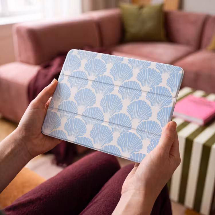 iPad hoes - Blauw - Wit - Schelpen - Grafisch - Structuur — 3
