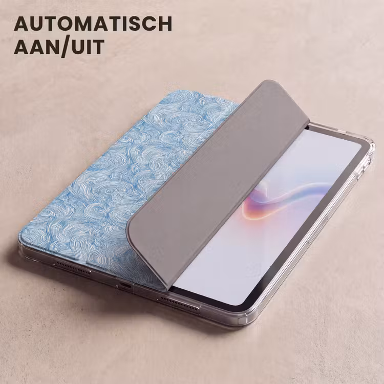 iPad hoes - Blauw - Wit - Spiraal - Golven - Lijnen — 4