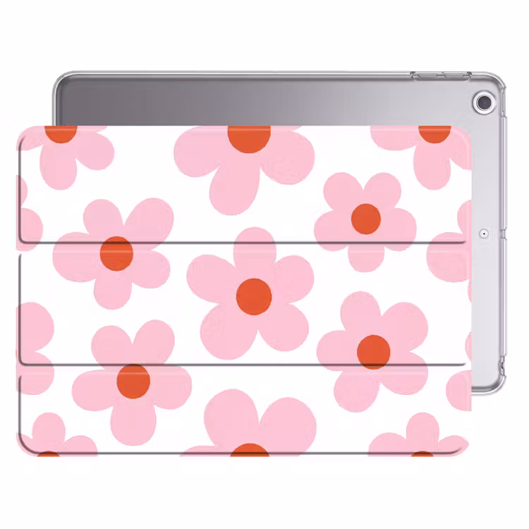 iPad hoes - Bloemen - Patroon - Modern - Roze - Wit — 1