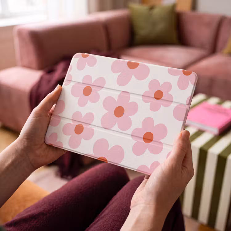 iPad hoes - Bloemen - Patroon - Modern - Roze - Wit — 3