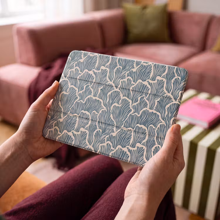 iPad hoes - Organisch - Blauw - Crème - Schelpen — 3