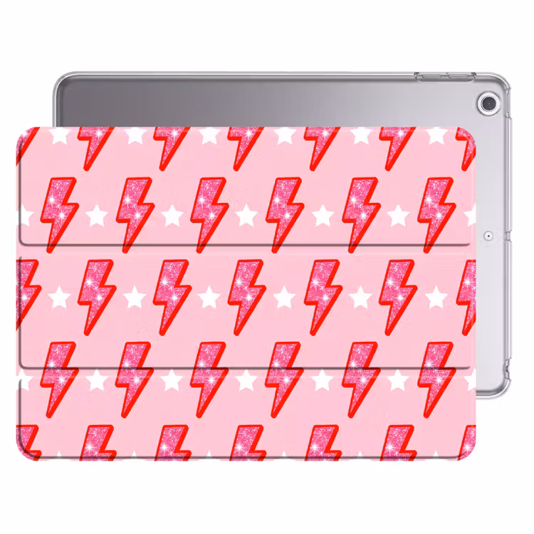 iPad hoes - Patroon - Bliksem - Ster - Glitter - Roze — 1