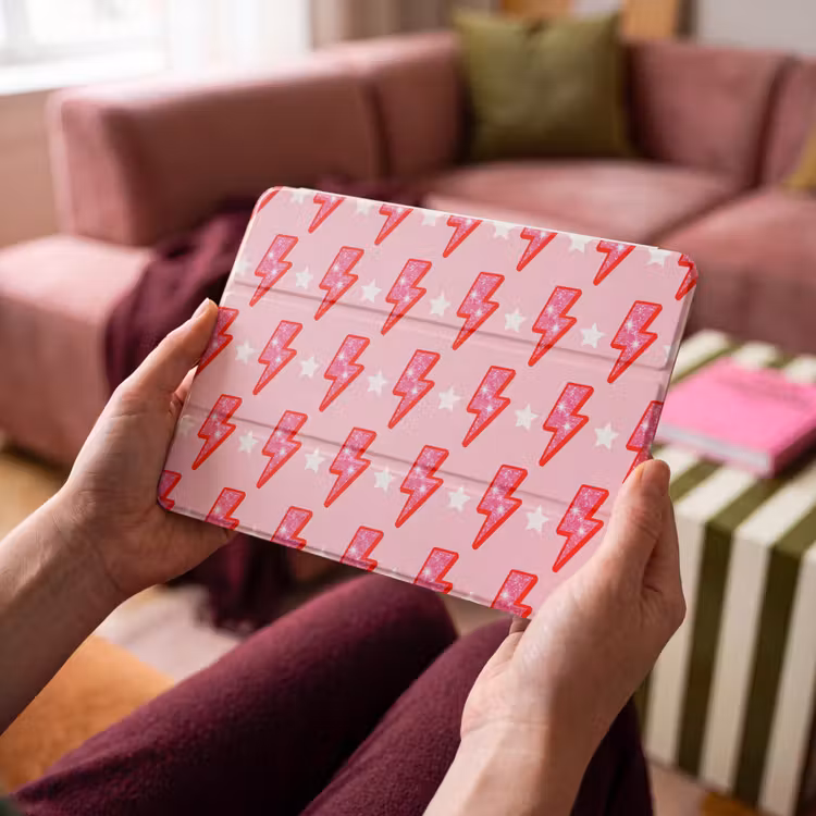 iPad hoes - Patroon - Bliksem - Ster - Glitter - Roze — 3