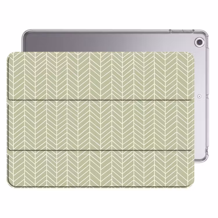 iPad hoes - Saliegroen - Visgraat - Geometrisch - Patroon — 1