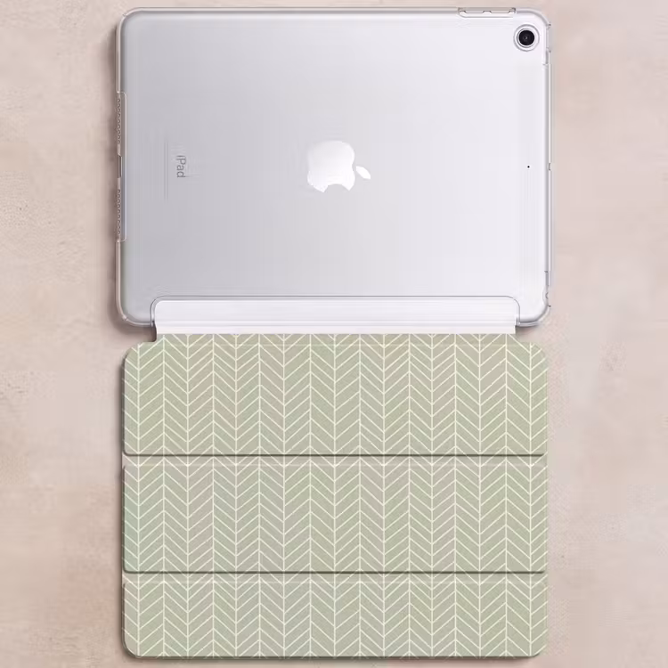 iPad hoes - Saliegroen - Visgraat - Geometrisch - Patroon — 6