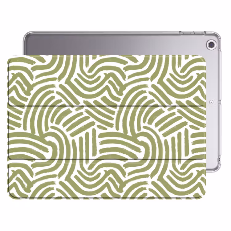 iPad hoes - Saliegroen - Abstract - Bogen - Handgetekend - Patroon — 1