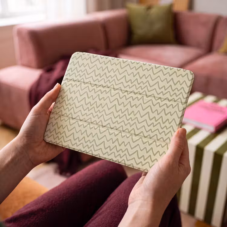 iPad hoes - Saliegroen - Zigzag - Handgetekend - Patroon — 3