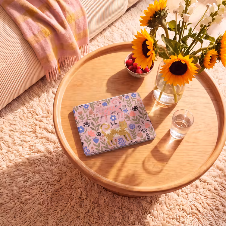 iPad hoes - Kat - Bloemen - Dieren - Modern - Roze — 2