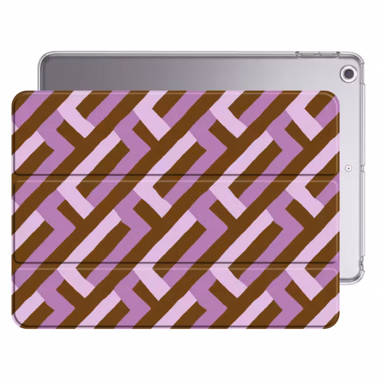 iPad hoes - Bruin - Roze - Geometrisch - Meander - Patroon — 1