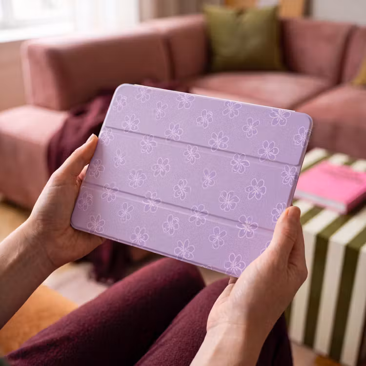 iPad hoes - Lila - Botanisch - Bloemen - Handgetekend - Patroon — 3