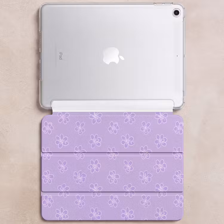 iPad hoes - Lila - Botanisch - Bloemen - Handgetekend - Patroon — 6