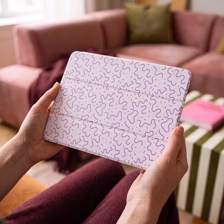 iPad hoes - Paars - Abstract - Memphis - Retro - Spikkels - Patroon — 3