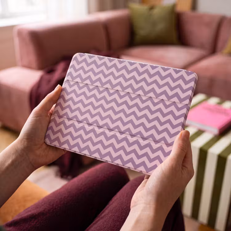 iPad hoes - Paars - Roze - Geometrisch - Chevron - Zigzag - Patroon — 3