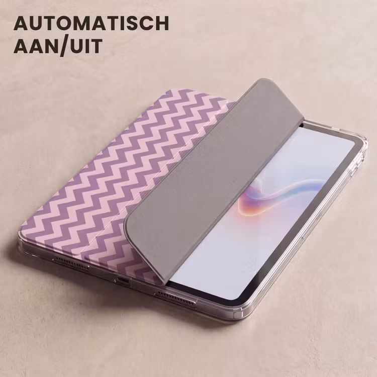 iPad hoes - Paars - Roze - Geometrisch - Chevron - Zigzag - Patroon — 4