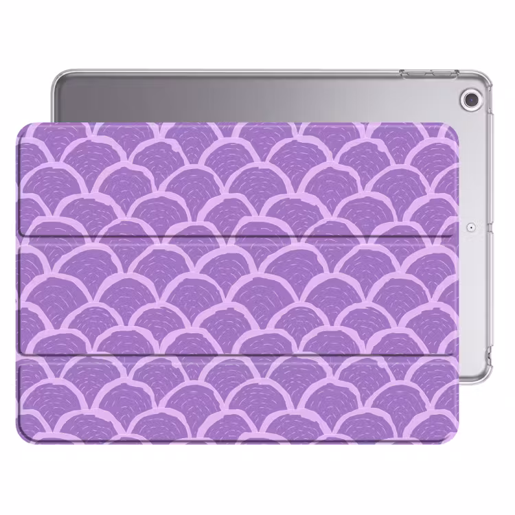 iPad hoes - Paars - Schubber - Schelpen - Handgetekend - Patroon — 1