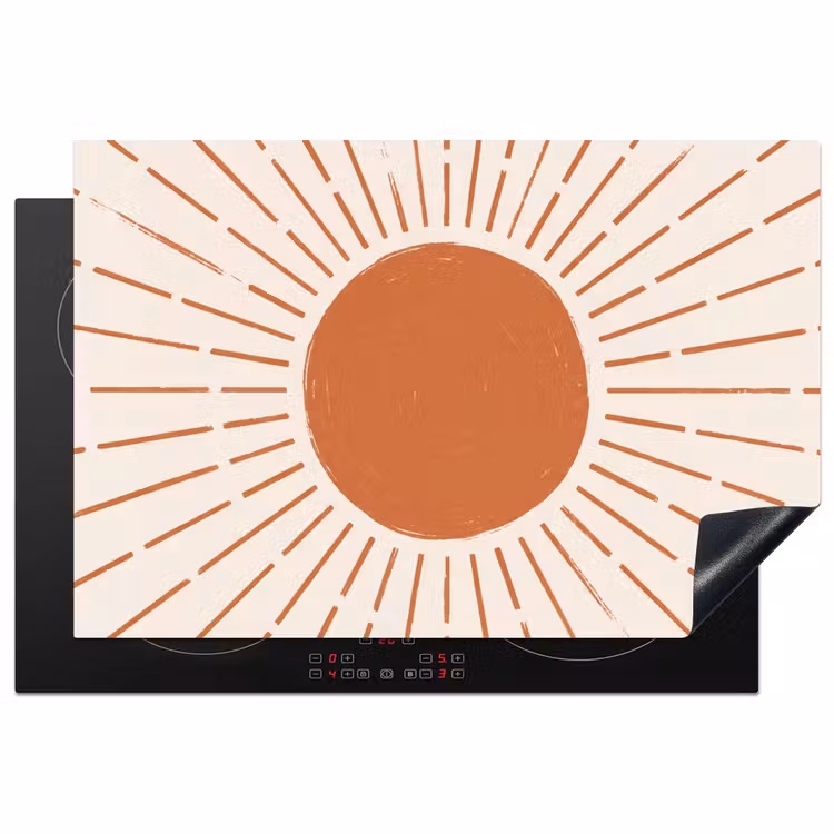 Inductie beschermer - Zon - Stralen - Abstract - Terracotta - Modern — 1