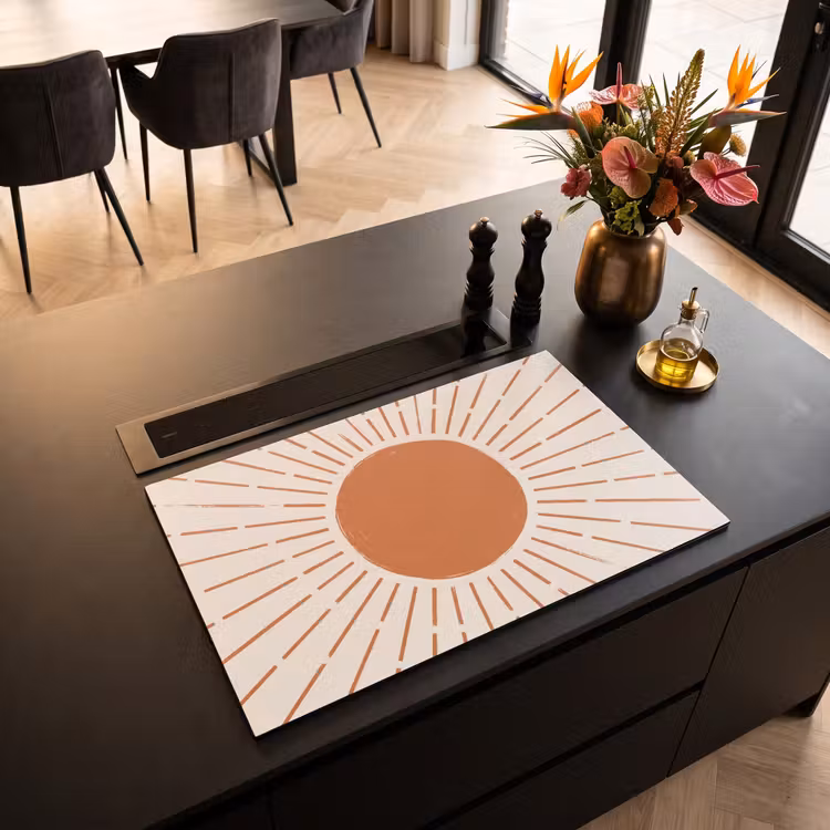 Inductie beschermer - Zon - Stralen - Abstract - Terracotta - Modern — 3