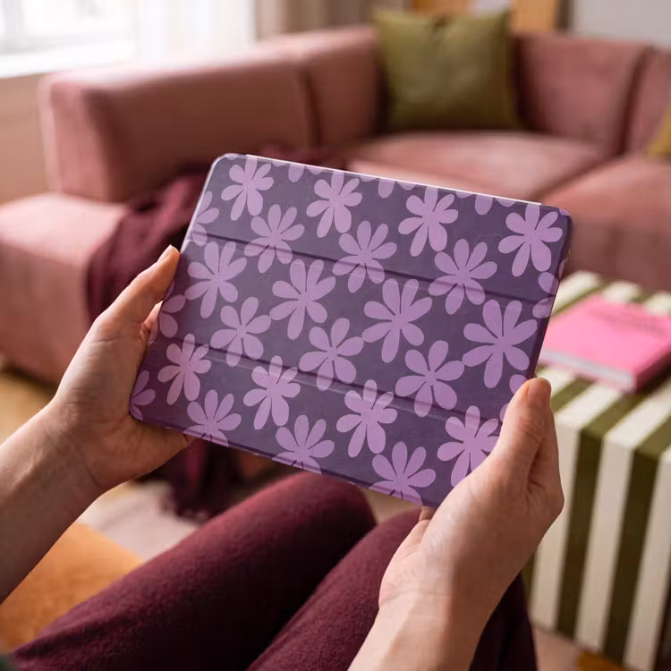 iPad hoes - Paars - Botanisch - Bloemen - Retro - Patroon — 3