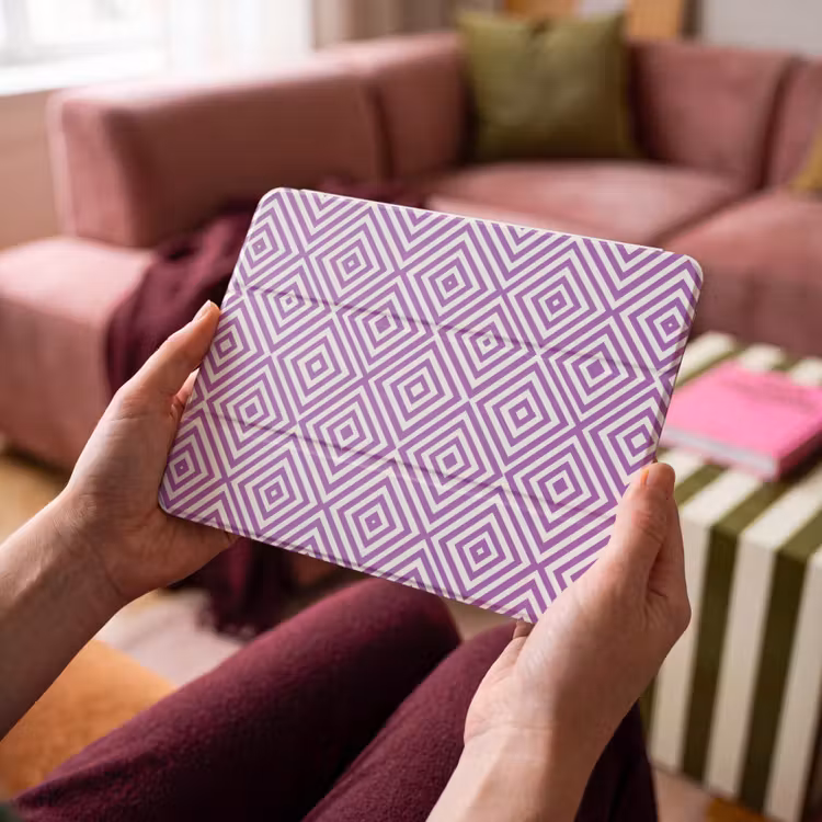 iPad hoes - Paars - Geometrisch - Ruiten - Concentrisch - Patroon — 3