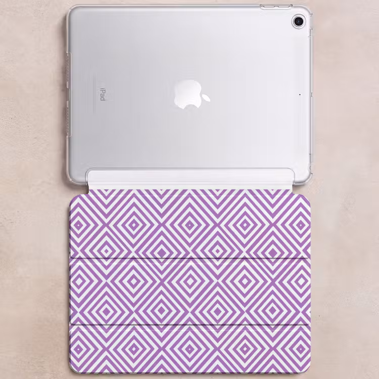 iPad hoes - Paars - Geometrisch - Ruiten - Concentrisch - Patroon — 6