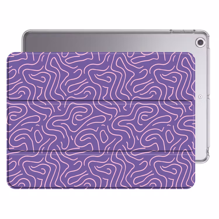 iPad hoes - Paars - Roze - Abstract - Lijnen - Doolhof - Patroon — 1