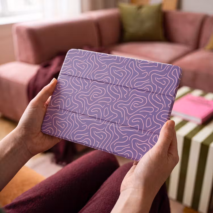 iPad hoes - Paars - Roze - Abstract - Lijnen - Doolhof - Patroon — 3