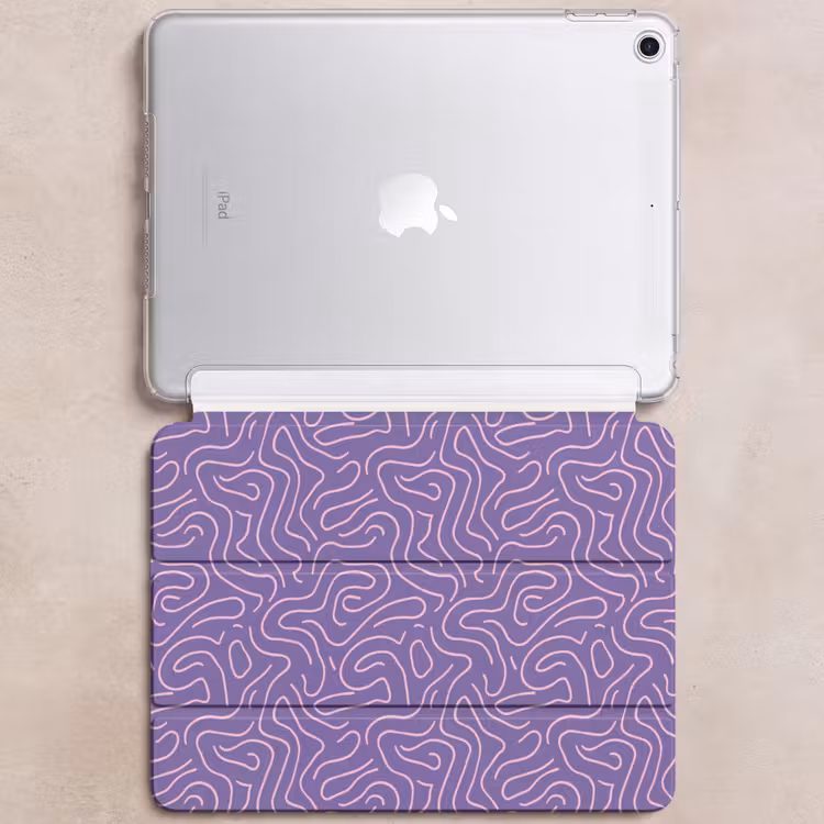iPad hoes - Paars - Roze - Abstract - Lijnen - Doolhof - Patroon — 6