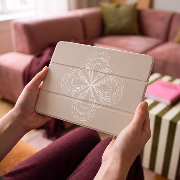 iPad hoes - Patroon - Lijnen - Abstract - Minimalistisch - Beige — 3