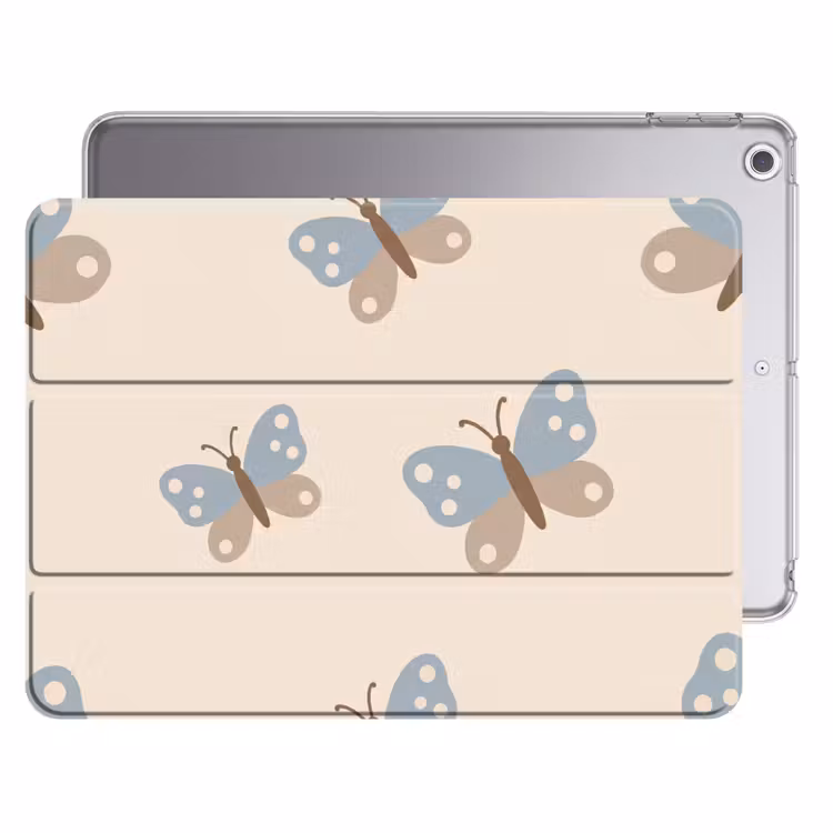 iPad hoes - Insect - Vlinderpatroon - Abstract - Blauw - Beige — 1