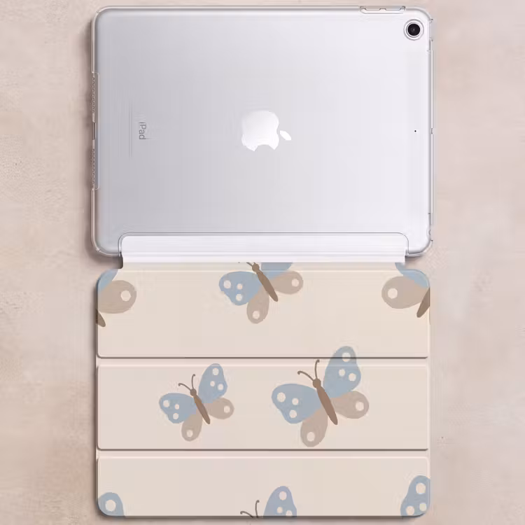 iPad hoes - Insect - Vlinderpatroon - Abstract - Blauw - Beige — 6