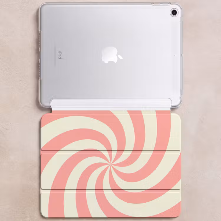 iPad hoes - Spiraal - Patroon - Abstract - Roze - Beige — 6