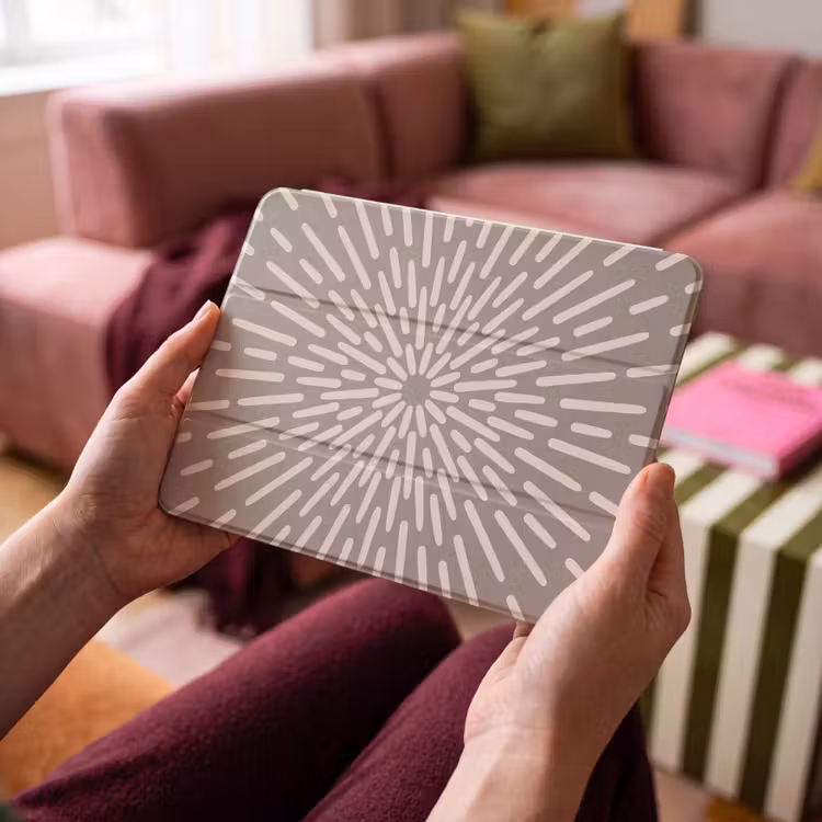 iPad hoes - Patroon - Stralen - Abstract - Modern - Grijs — 3