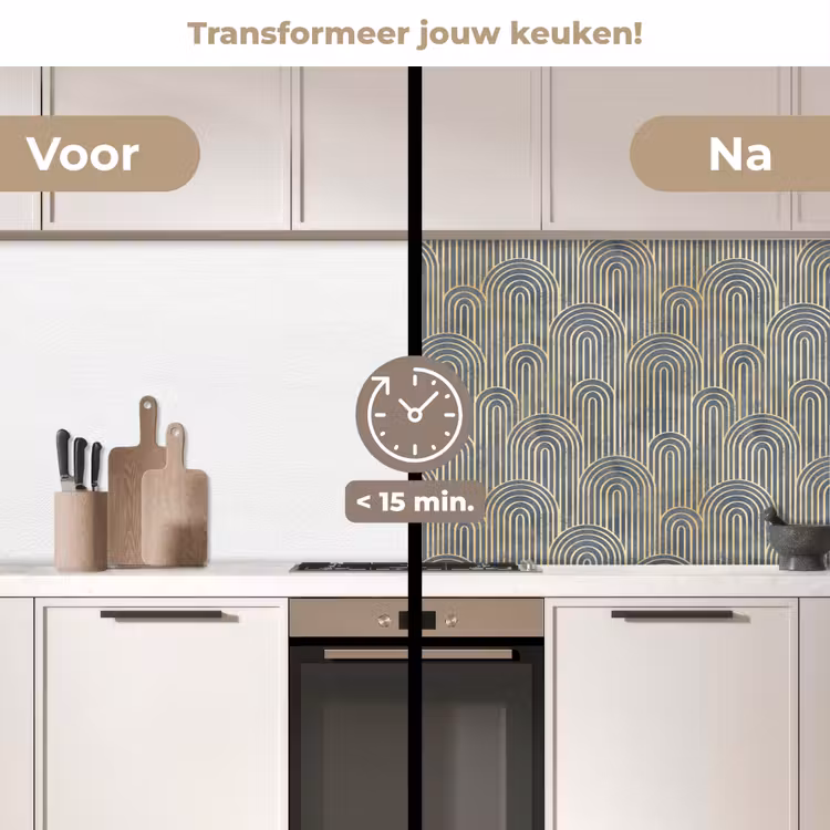 Keuken achterwand - Boog - Goud - Blauw — 3