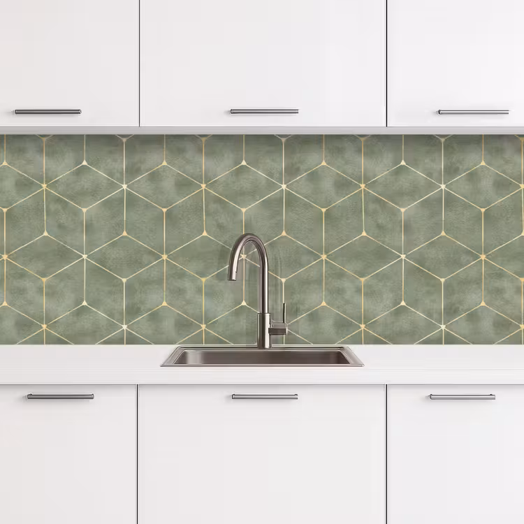 Keuken achterwand - Subtiel - Geometrisch - Goud - Groen — 4