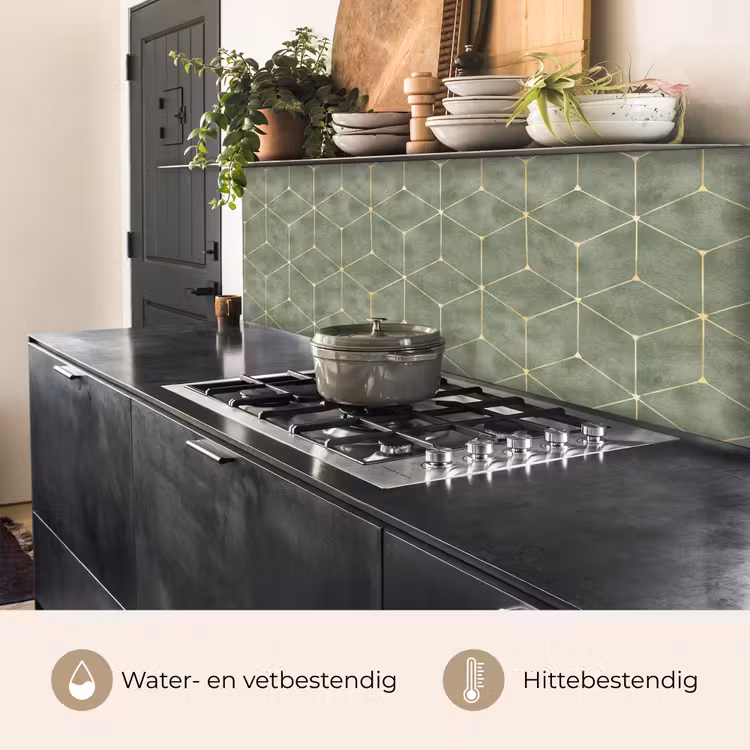 Keuken achterwand - Subtiel - Geometrisch - Goud - Groen — 5