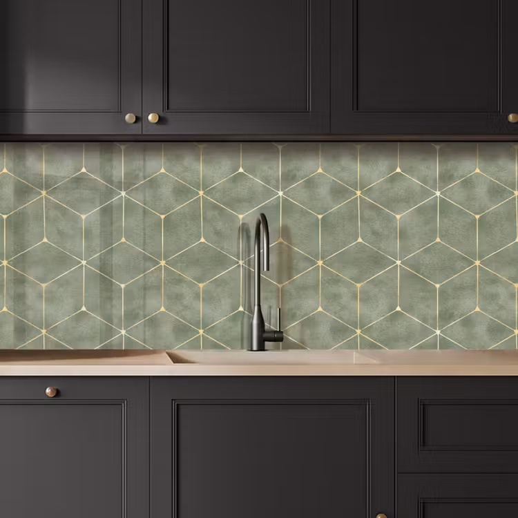 Keuken achterwand - Subtiel - Geometrisch - Goud - Groen — 6