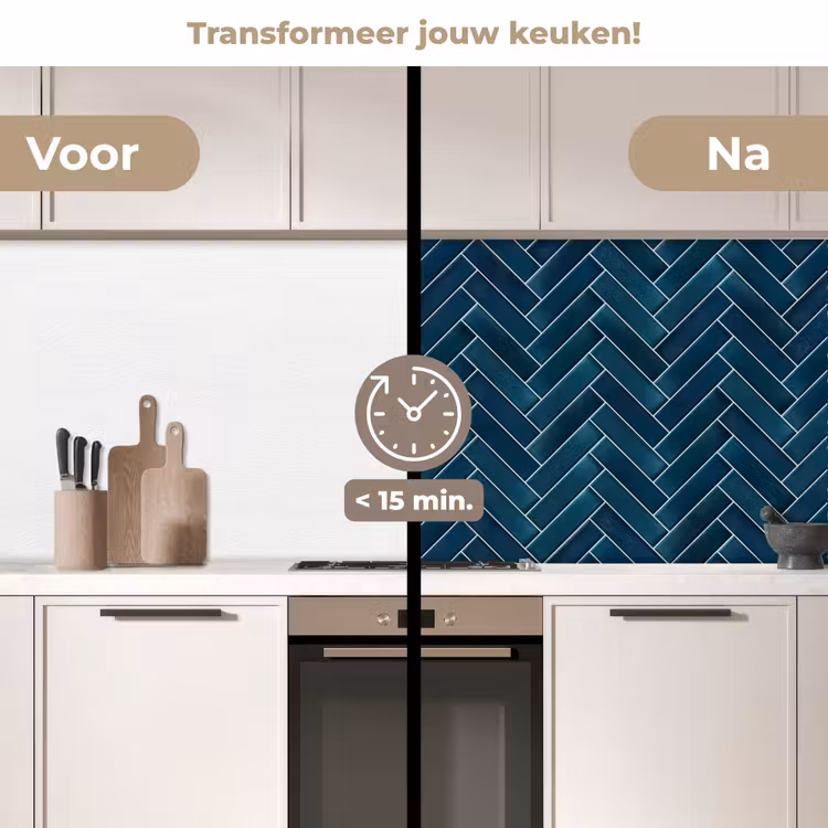 Keuken achterwand - Visgraatmotief - Tegels - Diepblauw — 3