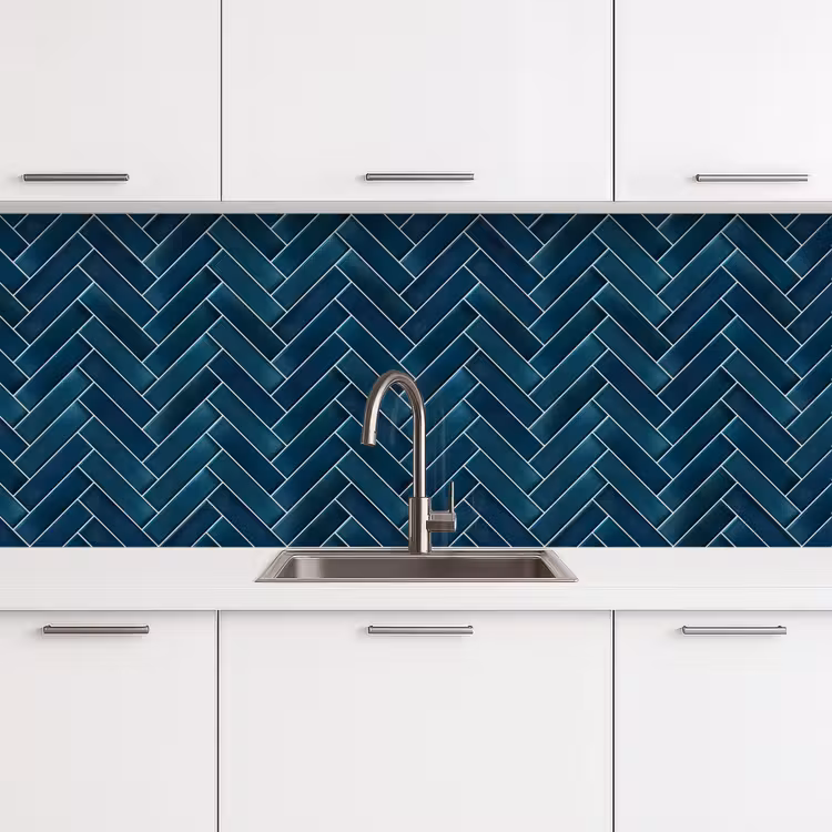 Keuken achterwand - Visgraatmotief - Tegels - Diepblauw — 4