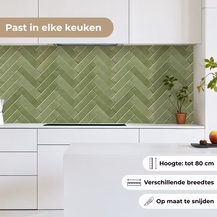 Keuken achterwand - Visgraatstructuur - Tegels - Olijfgroen — 7